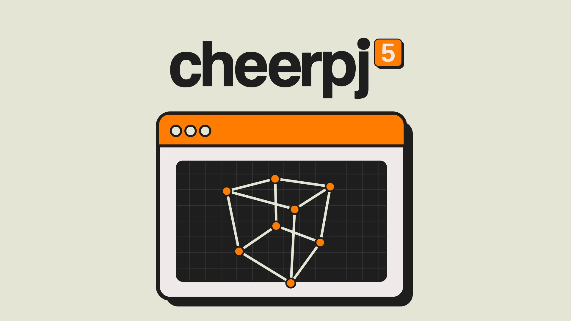 The CheerpJ 5 logo above a browser window showing a wireframe cube