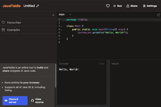 Java Fiddle