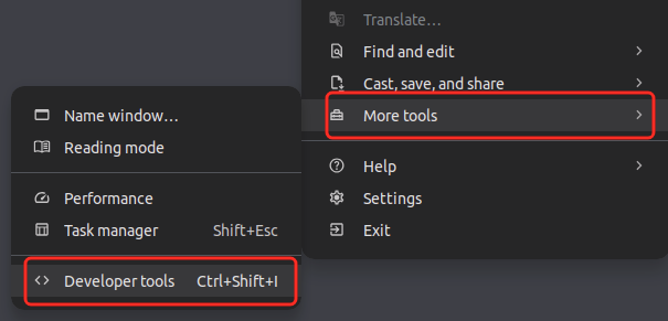 Open the developer tools