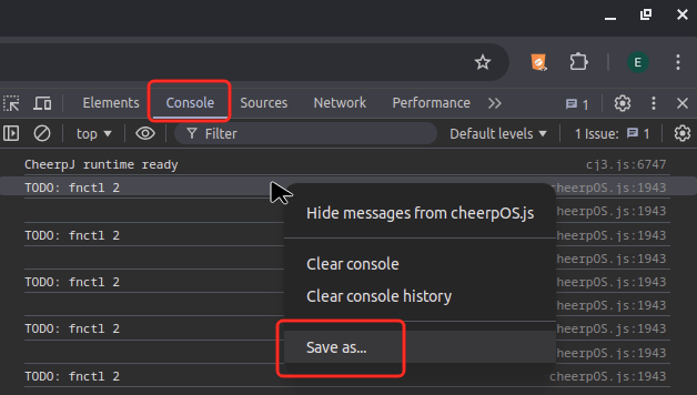Open the developer tools